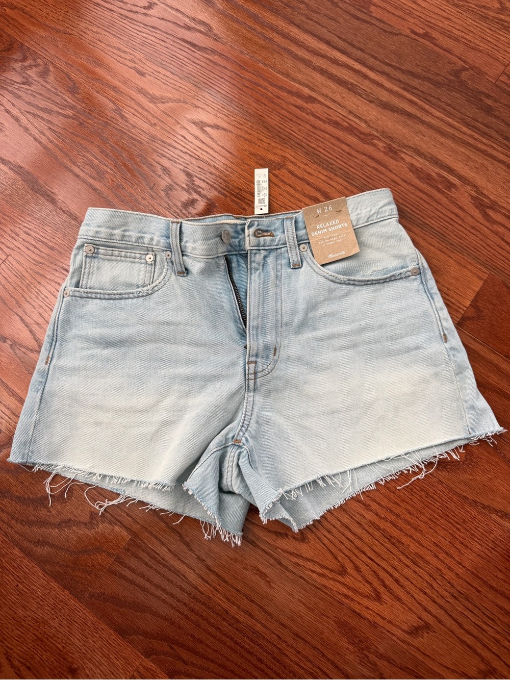 Madewell Light Wash Frayed Hem Denim Cutoff Shorts Size 26